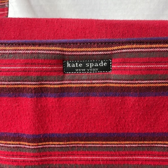 Vintage Kate Spade Striped Red Flannel Hand Bag Purse - Picture 2 of 12